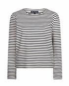 Red Button Terry Stripe Top, Dark Navy image