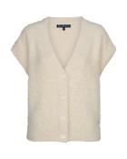 Red Button Sleeveless Fuzzy Knit, Cream image