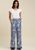 La Fee Maraboutee Bacchia Trouser, Ecru and Sapphire