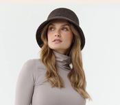 Loevenich bucket hat in wool blend, Chocolate