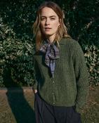 Yerse Cable Knit Wool Cardigan, Green
