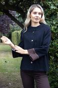 NO2MORO Rosette Swing Jacket, Black with Brown Cuff image