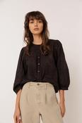 Indi and Cold Embroidered Cotton Blouse, Black image