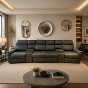 Verona Grey 4 Seater Cinema Motorised / Power Recliner Sofa