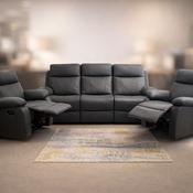 3+2+1 Seater Postiano Dark Grey Manual Reclining  Sofa Suite