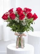 18 Long Stem Red Roses - Vase