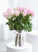 24 Long Stem Pink Roses - Vase image