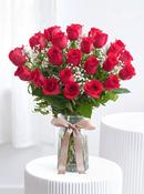 Birthday 24 Long Stem Red Roses - Vase