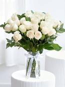 36 Long Stem White Roses - Vase image