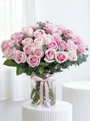 50 Long Stem Pink Roses - Vase image