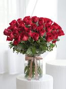 50 Long Stem Red Roses - Vase image