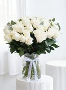 50 Long Stem White Roses - Vase image