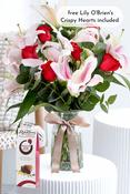 Thank You Red Roses and Pink Lily - Vase