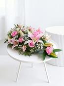 Pink Roses and Pink Lily Funeral Spray image