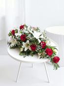 Red Roses and White Lily Funeral Spray image