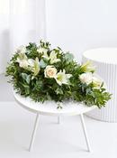 White Roses and White Lily Funeral Spray image