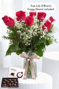 12 Long Stem Red Roses - Vase image