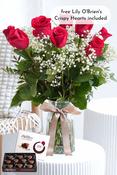 12 Long Stem Red Roses - Vase image