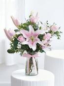 Pink Roses and Pink Lily - Vase image