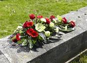 Red and Green Funeral Flower Spray image