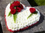 Red and White Funeral Flower Heart image