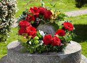 Red and Green Wreath Arrangement image