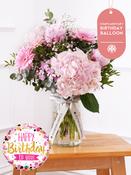 Birthday Peony Sweetheart - Vase (Complimentary Birthday Balloon)