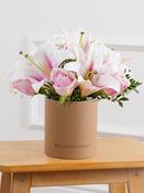 Pink Roses and Pink Lily - Hatbox image