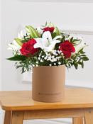 Red Roses and White Lily - Hatbox image