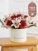 Red Roses and Pink Lily Hatbox Free Upgrade image
