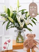 New Baby White Lily - Vase Gift Set