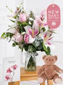 New Baby Pink Roses and Pink Lily - Vase image