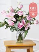 Pink Roses and Pink Lily Vase Free Upgrade