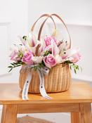 Pink Roses and Pink Lily Basket image
