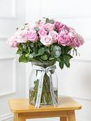 50 Pink Roses in a vase