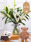 Anniversary White Lily - Vase Gift Set