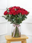 50 Red roses with a vase