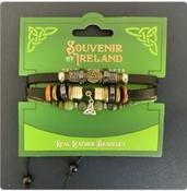 Celtic Bracelet - Black Leather Marble Trinity