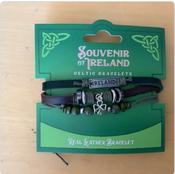 Celtic Bracelet - Brown Green Leather Shamrock