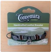 Connemara Marble - Claddagh Charm Leather Bracelet
