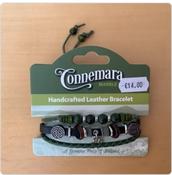 Connemara Marble - Shamrock Charm Leather Bracelet