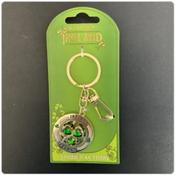 Keyring - Crystal Green Shamrock Flat Spinner