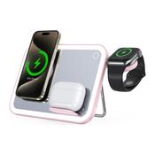FORCELL F-ENERGY Mag Mirror 15W 3 in 1 wireless charger compatible with MagSafe / Apple Watch / Samsung Watch / Airpods pink image