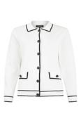 SUNDAY Cream Cardigan with Black Trim.