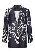 TIA Black and Cream Pattern Longline Blazer