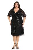 Sequin Black Cocktail Dress with Flutter Sleeve image