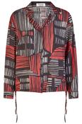 LEBEK Red Line Print Blouse