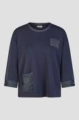 LEBEK Navy with Denim Trim Sweatshirt
