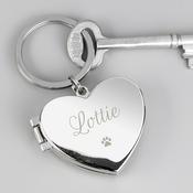 Personalised Paw Print Heart Photo Frame Keyring - ForYou.ie