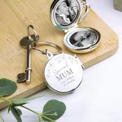 Personalised Floral Round Photo Frame Keyring - ForYou.ie